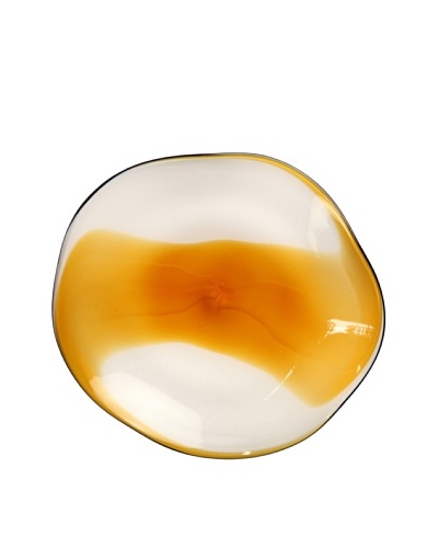 La Meridian Hand-Blown Glass Wall Plate, White/Amber, Medium