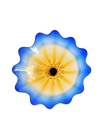 Hand Blown Glass Blue/Amber Plate