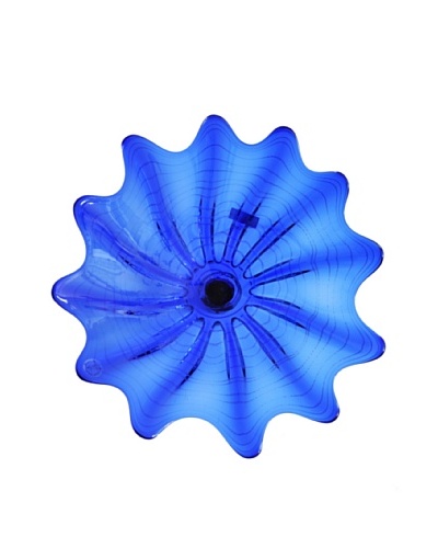 Hand Blown Glass Translucent Blue Wall Plate