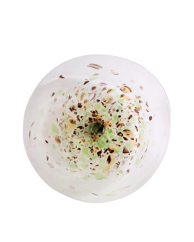 La Meridian Hand-Blown Glass Wall Plate, Clear/Lime Green/Black/Amber Speckles, Large