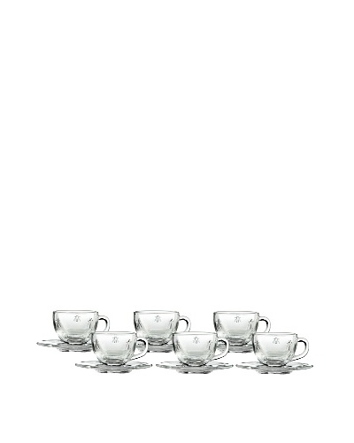 La Rochère Set of 6 Bee Décor Espresso Cup and Saucer Sets, Clear, 3-Oz.