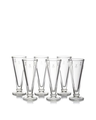 La Rochère Set of 6 Bee Décor 5.5 Ounce Clear Champagne Flutes