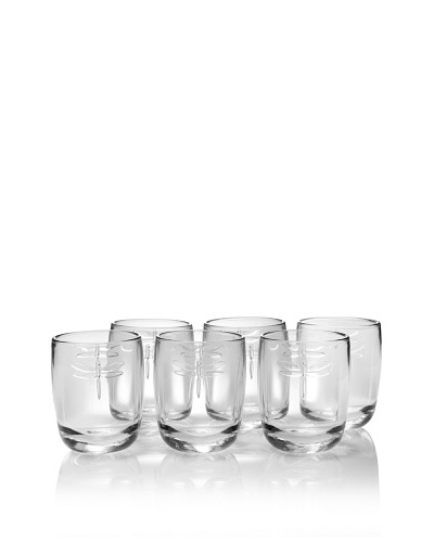 La Rochère Set of 6 Dragonfly Décor 9.5-Oz. Rounded Goblets, Clear