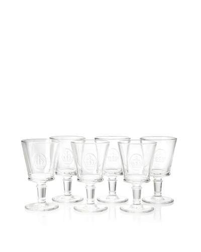 La Rochère Set of 6 French Crown Décor 8.5-Oz. Wine Glasses