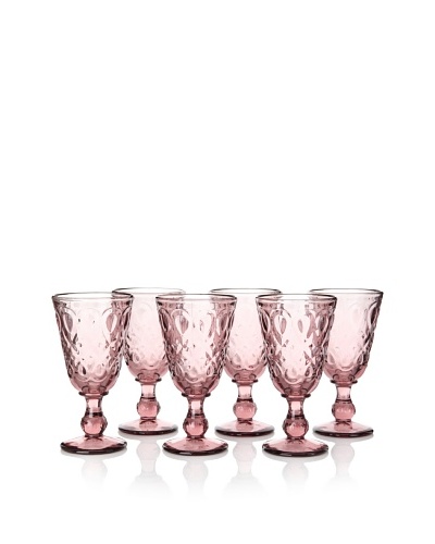 La Rochère Set of 6 Lyonnais Décor Amethyst 8-oz. Footed Wine Glasses