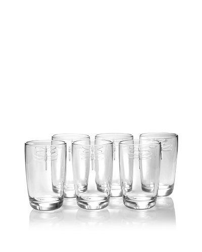 La Rochère Set of 6 Dragonfly Décor 14-Oz. Tall Drink Glasses