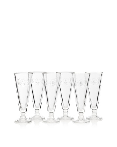 La Rochère Set of 6 Fleur De Lys Décor 5.5-Oz. Champagne Flutes