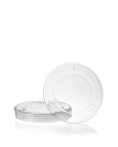 La Rochère Set of 6 Dragonfly Décor 10″ Clear Dinner Plates