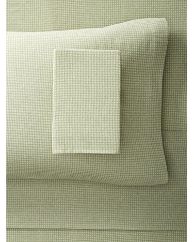 La Rochelle Sage Flannel Gingham Sheet Set