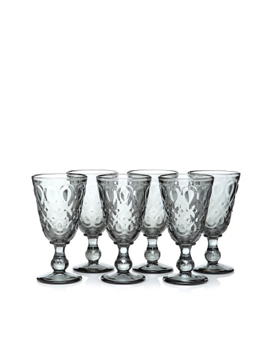 La Rochère Set of 6 Lyonnais Footed Wine Glasses, Charcoal