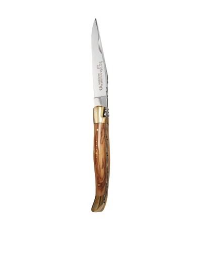 Laguiole en Aubrac Olivewood Handle Folding Knife with Brass Bolsters