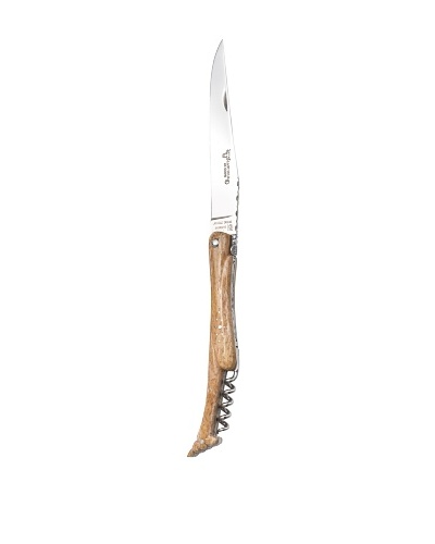 Laguiole en Aubrac Brown Giraffe Bone Folding Knife with Corkscrew - LIMITED EDITION