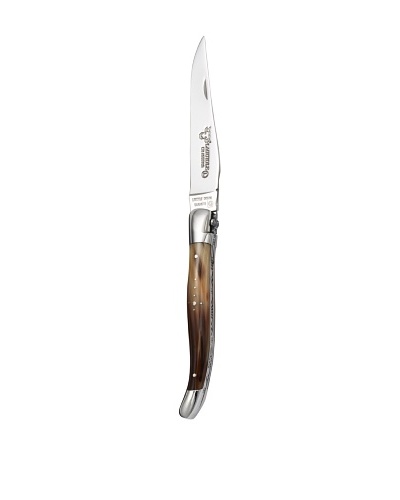 Laguiole en Aubrac Fleur De Lys Solid Horn Handle Folding Knife