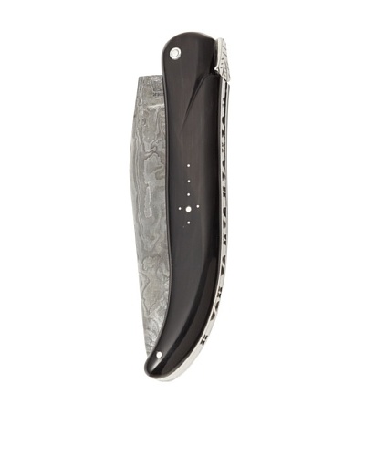 Laguiole en Aubrac Hunting Knife, Water Buffalo Horn With Damascus Blade