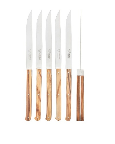 Laguiole en Aubrac Set of 6 Olive Wood Cubic Table Knives