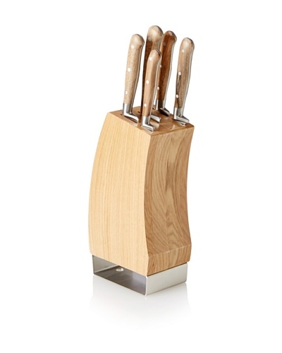 Laguiole en Aubrac Set of 5 Kitchen Knives with Storage Block, Walnut