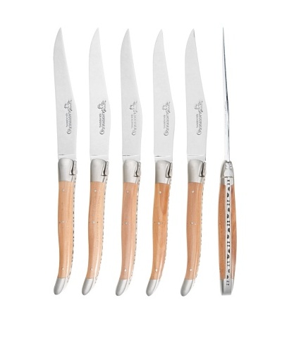 Laguiole En Aubrac Set of 6 Table Knives In Leather Pouch