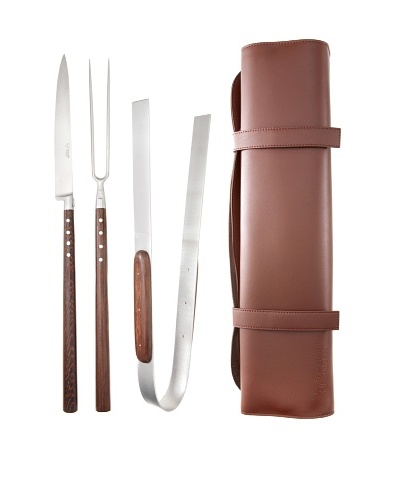 Laguiole en Aubrac 3-Piece BBQ Set With Leather Pouch