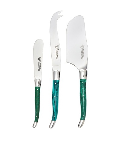 Laguiole en Aubrac 3-Piece Cheese Set, Malachite