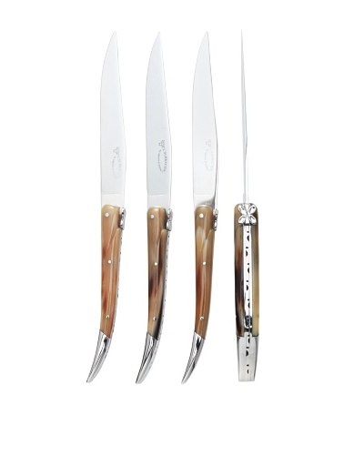 Laguiole en Aubrac Set of 4 Table Knives, Aubracien Solid Horn