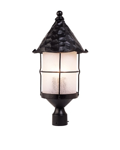 Landmark 389-BK Rustica 3-Light Outdoor Post Light 26-Inch, Matte Black with Scavo Glass