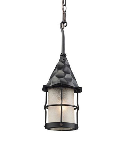 Landmark 388-BK Rustica 1-Light Outdoor Pendant, 18-Inch, Matte Black with Scavo Glass