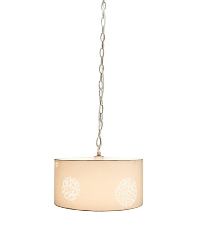 Laura Ashley Daisy Field Pendant Lamp, White/Brushed Nickel