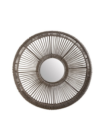 Lazy Susan Gray Wicker Spoke Mirror