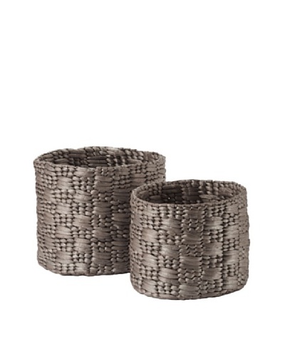 Lazy Susan Set of 2 Metallic Water Hyacinth Baskets