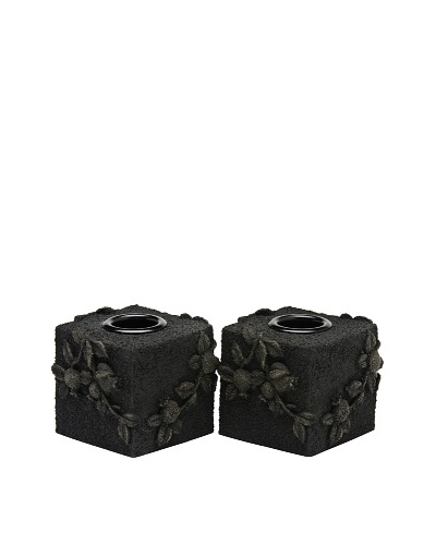 Legacy Judaica Set of 2 Black Lava Figs Candle Holders