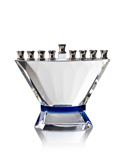 Legacy Judaica Crystal Menorah with Blue Band