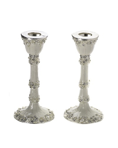 Legacy Judaica Set of 2 Alba Enamel Candlesticks