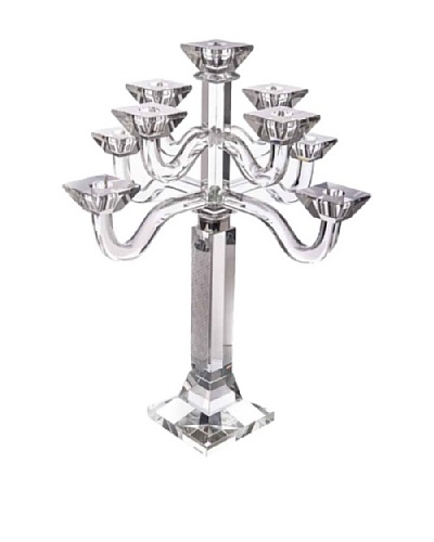 Legacy Judaica Crystal Candelabra with Sterling Silver, 9 Branches