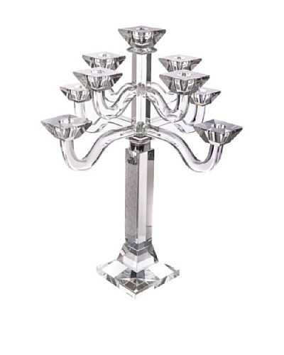 Legacy Judaica Crystal Candelabra with Sterling Silver, 9 Branches
