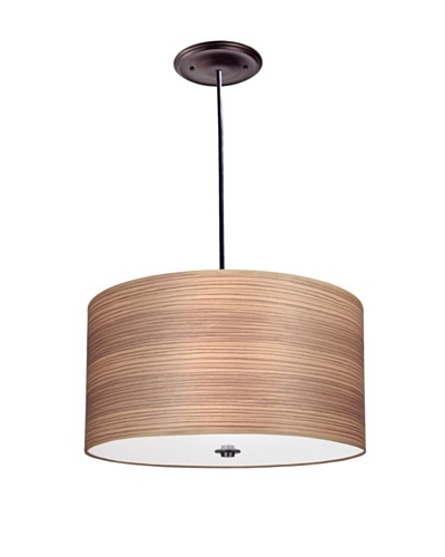 Lite Tops Wood Veneer Drum Pendant, Oil Rubbed Bronze