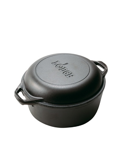 Lodge Logic Pre-Seasoned Cast Iron Double Dutch Oven/Casserole with Skillet Cover, 5-Qt.