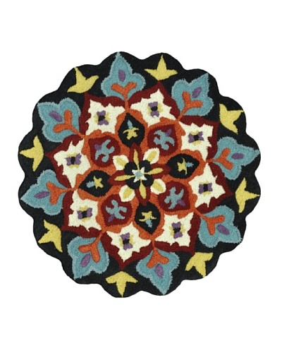 Loloi Rugs Gardenia Rug, Black/Ivory, 3' Round