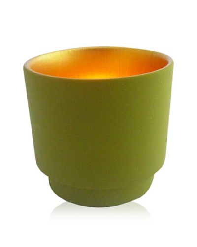 Luminata Studios Ceramic Votive Holder, Green/Gold