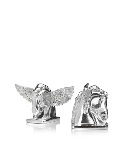 Lunares Set of 2 Pegasus Bookends, Silver