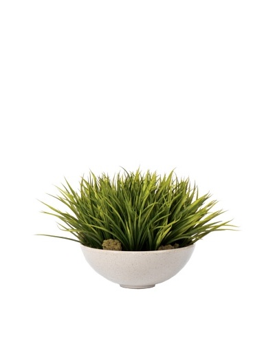 Lux-Art Silks Sword Grass In Oatmeal Bowl, Green