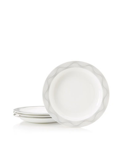 Magppie Set of 4 Ramsete Dinner Plates, White/Grey, 12″