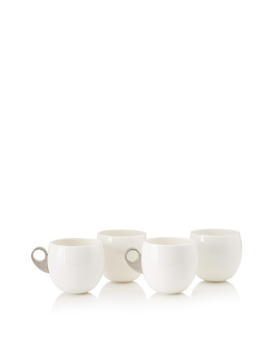 Magppie Set of 4 Minerva Mugs, Off-White/Silver