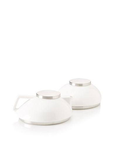 Magppie Five o'Clock Milk and Sugar Pot, Off-White/Silver