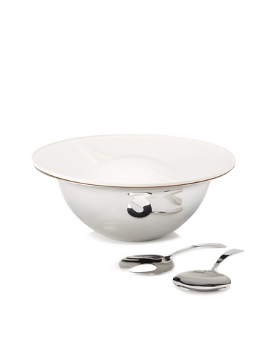 Magppie Ebe Salad Bowl with Lid, Silver/Ivory