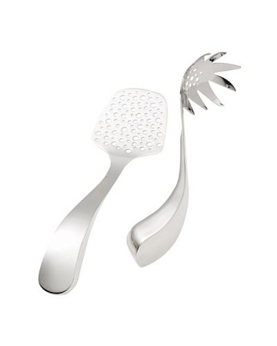 Magppie Swan Slotted Turner and Pasta Server Set, Silver
