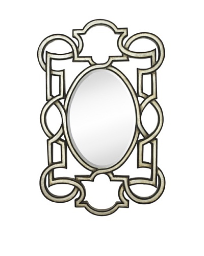 Majestic Mirrors Deco Mirror, Antique Silver/Black, 56 x 36