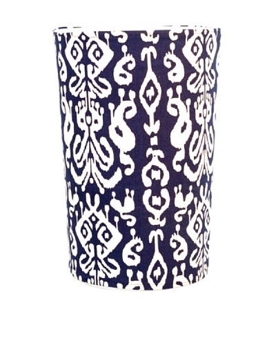 Malabar Bay Ikat Canvas Wastebasket, Navy