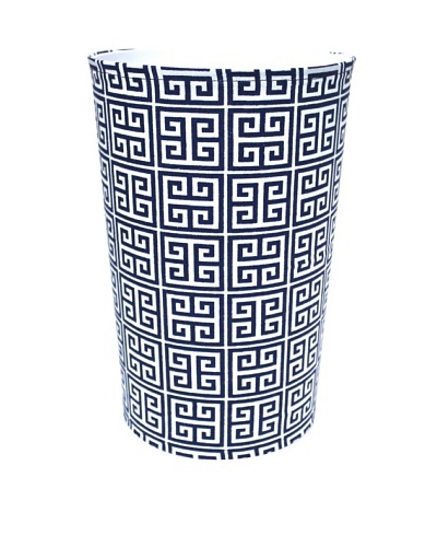 Malabar Bay Greek Key Canvas Wastebasket, Navy