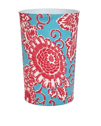 Malabar Bay Spring Bloom Canvas Wastebasket, Aqua