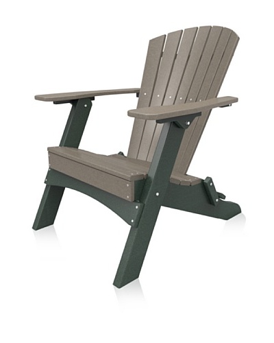 Malibu Hyannis Folding Adirondack in Weathered Wood and Turf Green